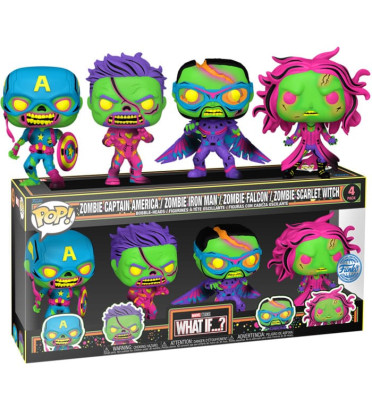 4 PACK MARVEL WHAT IF BLACKLIGHT / MARVEL WHAT IF / FIGURINE FUNKO POP / EXCLUSIVE SPECIAL EDITION