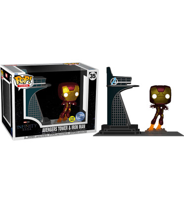 AVENGERS TOWER AND IRON MAN / AVENGER INFINITY SAGA / FIGURINE FUNKO POP / EXCLUSIVE SPECIAL EDITION / GITD