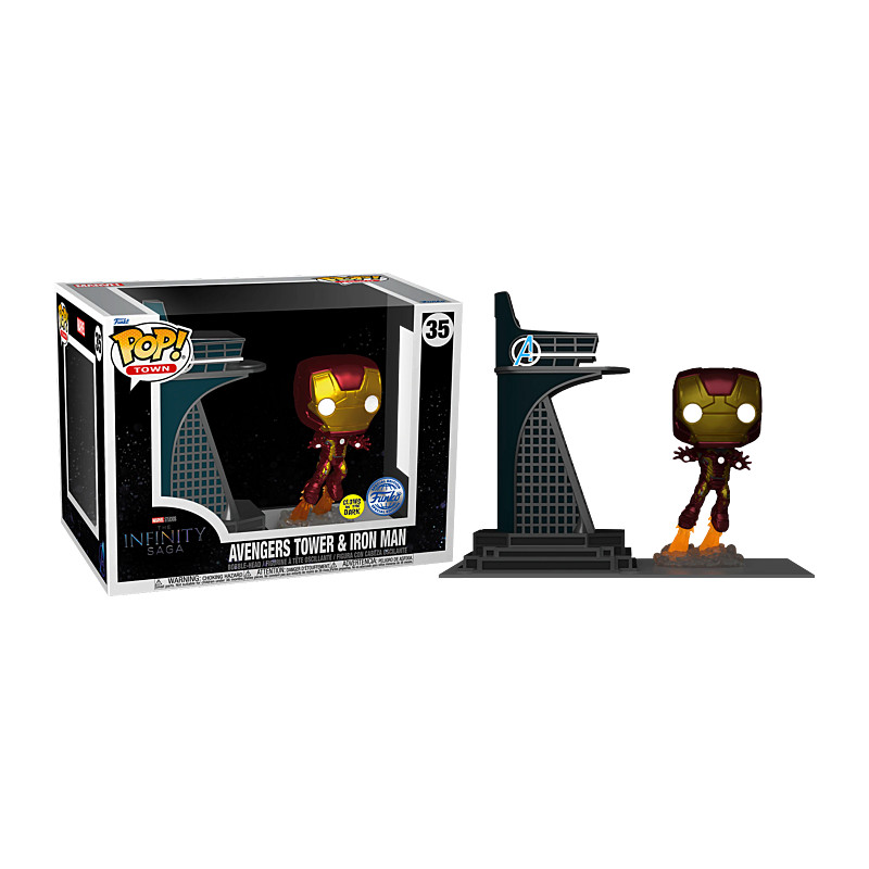 AVENGERS TOWER AND IRON MAN / AVENGER INFINITY SAGA / FIGURINE FUNKO POP / EXCLUSIVE SPECIAL EDITION / GITD