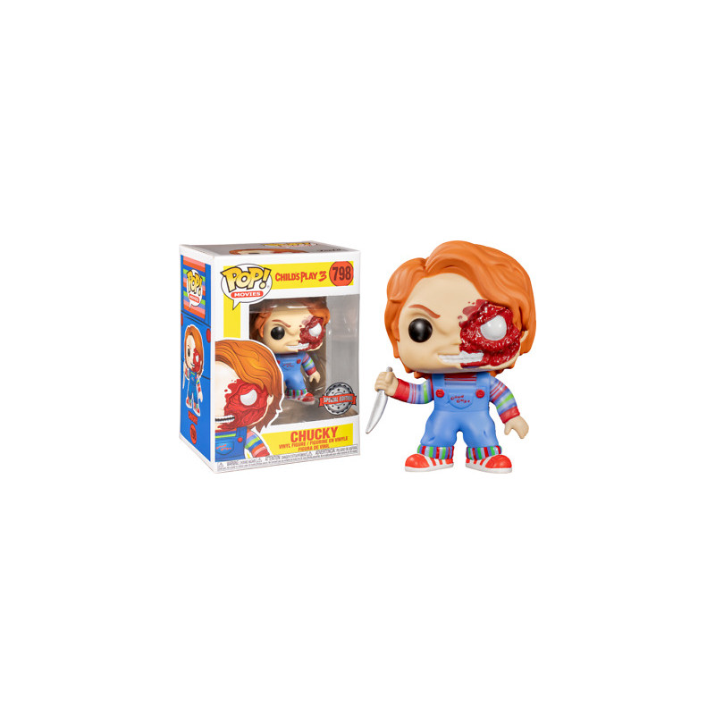 CHUCKY HALF BATTLE DAMAGED / CHILDS PLAY 3 / FIGURINE FUNKO POP / EXCLUSIVE SPECIAL EDITION