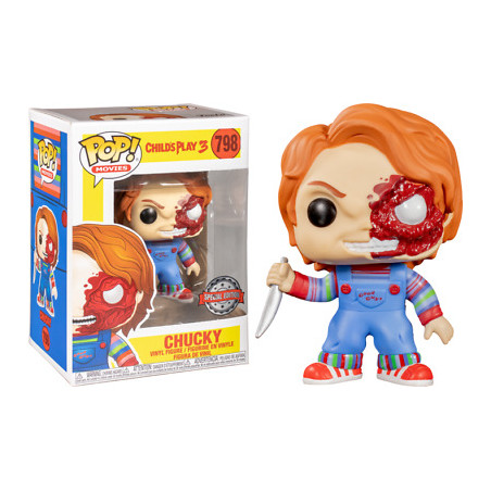 CHUCKY HALF BATTLE DAMAGED / CHILD'S PLAY 3 / FIGURINE FUNKO POP / EXCLUSIVE SPECIAL EDITION