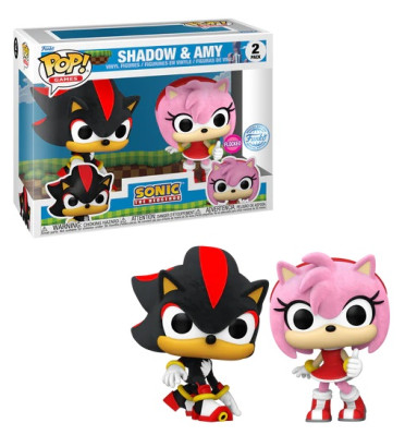 2 PACK SONIC AND AMY / SONIC / FIGURINE FUNKO POP / EXCLUSIVE SPECIAL EDITION / FLOCKED
