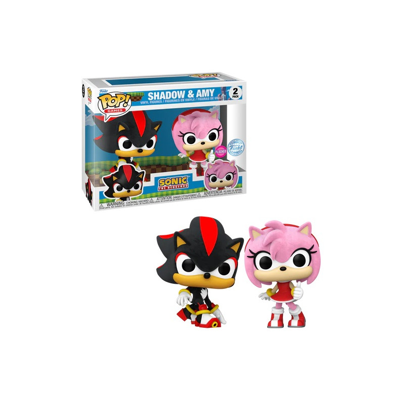 2 PACK SONIC AND AMY / SONIC / FIGURINE FUNKO POP / EXCLUSIVE SPECIAL EDITION / FLOCKED