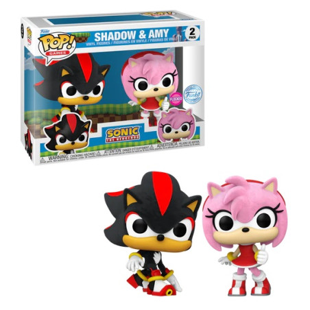 2 PACK SONIC AND AMY / SONIC / FIGURINE FUNKO POP / EXCLUSIVE SPECIAL EDITION / FLOCKED