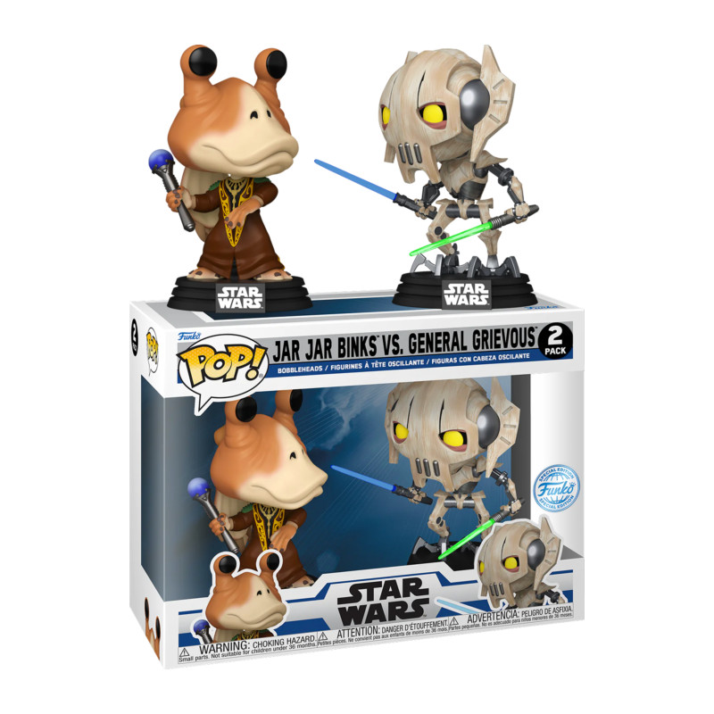 2 PACK JAR JAR BINKS VS GENERAL GRIEVOUS / STAR WARS / FIGURINE FUNKO POP / EXCLUSIVE SPECIAL EDITION