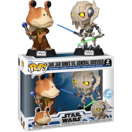 2 PACK JAR JAR BINKS VS GENERAL GRIEVOUS / STAR WARS / FIGURINE FUNKO POP / EXCLUSIVE SPECIAL EDITION