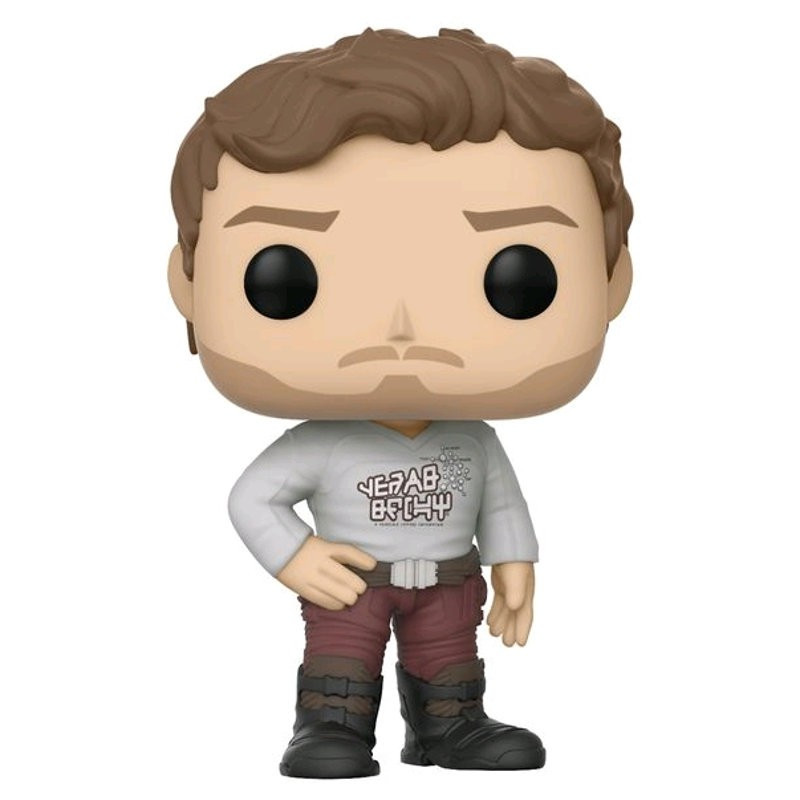 STAR LORD T-SHIRT YEAH BABY / LES GARDIENS DE LA GALAXIE / BOITE ABIMEE / FIGURINE FUNKO POP / EXCLUSIVE