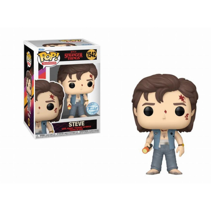 STEVE BATTLE DAMAGE / STRANGER THINGS / FIGURINE FUNKO POP / EXCLUSIVE SPECIAL EDITION STEVE BATTLE DAMAGE / STRANGER THINGS / FIGURINE FUNKO POP / EXCLUSIVE SPECIAL EDITION