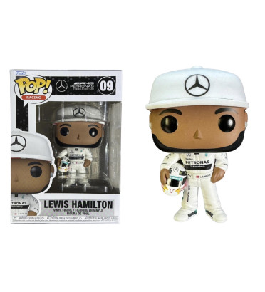 LEWIS HAMILTON WITH HELMET IN WHITE SUIT / MERCEDES / FIGURINE FUNKO POP