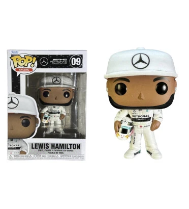LEWIS HAMILTON WITH HELMET IN WHITE SUIT / MERCEDES / FIGURINE FUNKO POP