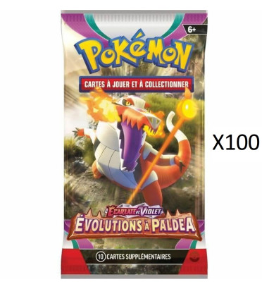 LOT DE 100 BOOSTERS EVOLUTIONS A PALDEA EV02 / CARTE POKEMON VF