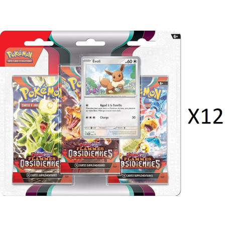 CASE DE 12 TRI PACK FLAMMES OBSIDIENNES EV03 / CARTE POKEMON VF