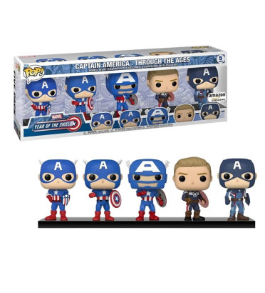 5 PACK CAPTAIN AMERICA / CAPTAIN AMERICA THROUGH THE AGE / FIGURINE FUNKO POP / EXCLUSIVE AMAZON 5 PACK CAPTAIN AMERICA / CAPTAIN AMERICA THROUGH THE AGE / FIGURINE FUNKO POP / EXCLUSIVE AMAZON