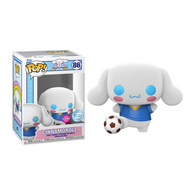 CINNAMOROLL WITH SOCCER BALL / HELLO KITTY / FIGURINE FUNKO POP / EXCLUSIVE SPECIAL EDITION / FLOCKED
