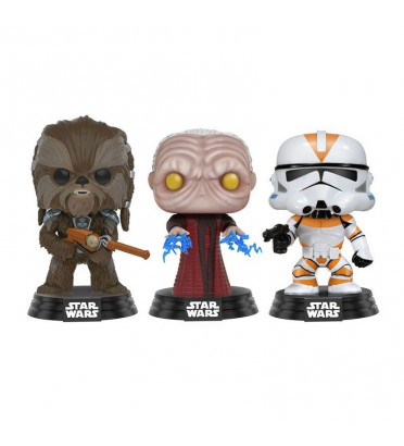 3-PACK TARFFUL, UNHOODED EMPEROR, CLONE TROOPER / STAR WARS / FIGURINE FUNKO POP / EXCLUSIVE