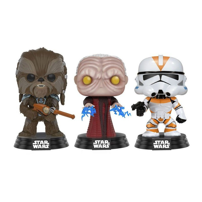 3-PACK TARFFUL, UNHOODED EMPEROR, CLONE TROOPER / STAR WARS / FIGURINE FUNKO POP / EXCLUSIVE