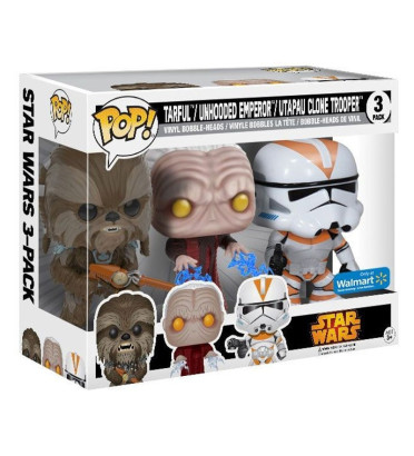 3-PACK TARFFUL, UNHOODED EMPEROR, CLONE TROOPER / STAR WARS / FIGURINE FUNKO POP / EXCLUSIVE 3-PACK TARFFUL, UNHOODED EMPEROR, CLONE TROOPER / STAR WARS / FIGURINE FUNKO POP / EXCLUSIVE