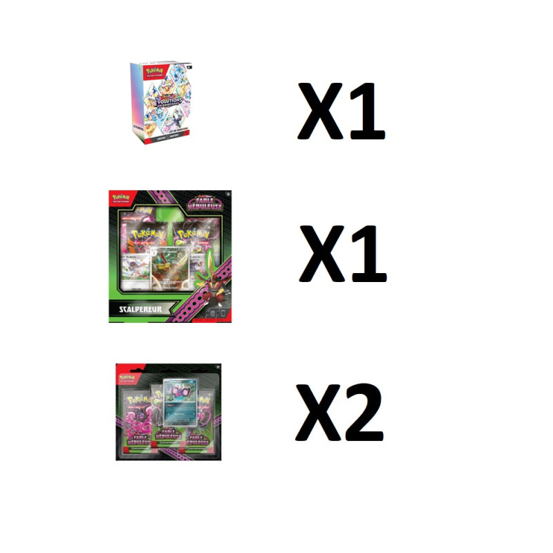 BUNDLE 6 BOOSTERS 8.5 + COFFRET SCALPEREUR + 2 TRIPACK 6.5 / CARTE POKEMON VF