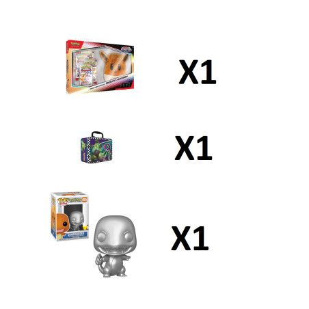 BUNDLE COLLECTION SPECIALE EVOLI + COFFRE AU TRESOR RENTREE DES CLASSES + FIGURINE FUNKO POP SALAMECHE SILVER 9CM