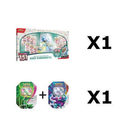 BUNDLE EAUX FLORISSANTES + 2 POKEBOX + 1 PAQUET 65 SLEEVE ULTRA PRO ALEATOIRE (VOIR PHOTOS) / CARTE POKEMON VF