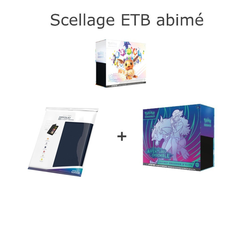 BUNDLE ETB EV09 +ETB EV8.5 SCELLAGE ABIMEE + BINDERS BLEU 24 POCKET ULTIMATE GUARD / CARTE POKEMON VF