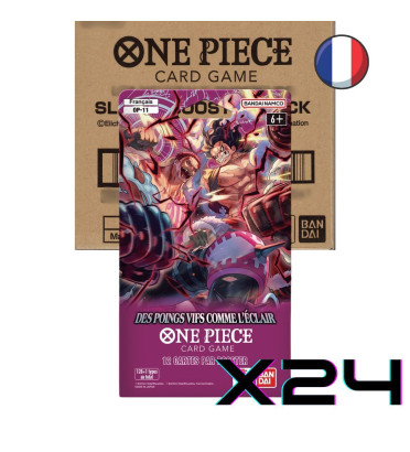 CARTON DE 24 BOOSTERS SOUS BLISTERS ONE PIECE OP-11DES POINGS VIF COMME L'ECLAIR / CARTE VF