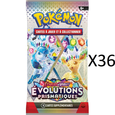 LOT DE 36 BOOSTERS EVOLUTIONS PRISMATIQUES EV8.5 (SORTIE DE COFFRETS ABIMEES) / CARTE POKEMON VF