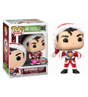 SUPERMAN IN HOLIDAY SWEATER / SUPER HEROES / FIGURINE FUNKO POP / EXCLUSIVE SPECIAL EDITION / FLOCKED SUPERMAN IN HOLIDAY SWEATER / SUPER HEROES / FIGURINE FUNKO POP / EXCLUSIVE SPECIAL EDITION / FLOCKED