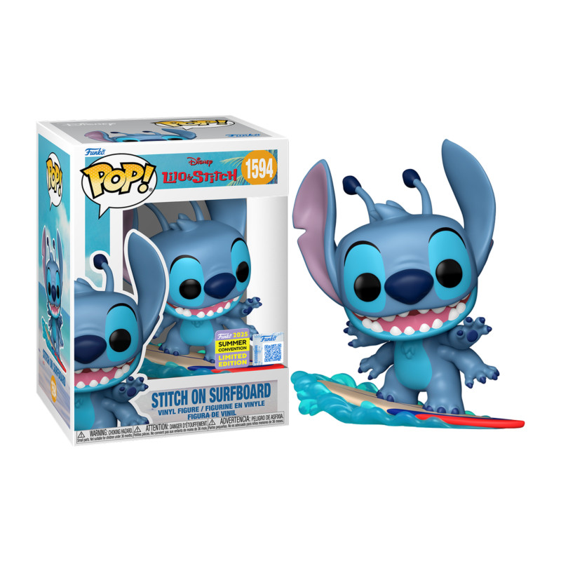 STITCH ON SURFBOARD / LILO ET STITCH / FIGURINE FUNKO POP / EXCLUSIVE SDCC 2025