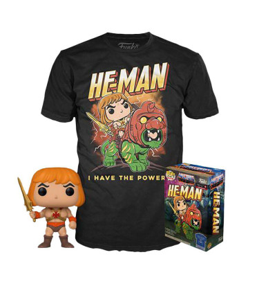T-SHIRT M AVEC POP HE MAN / LES MAITRES DE L'UNIVERS / FIGURINE FUNKO POP
