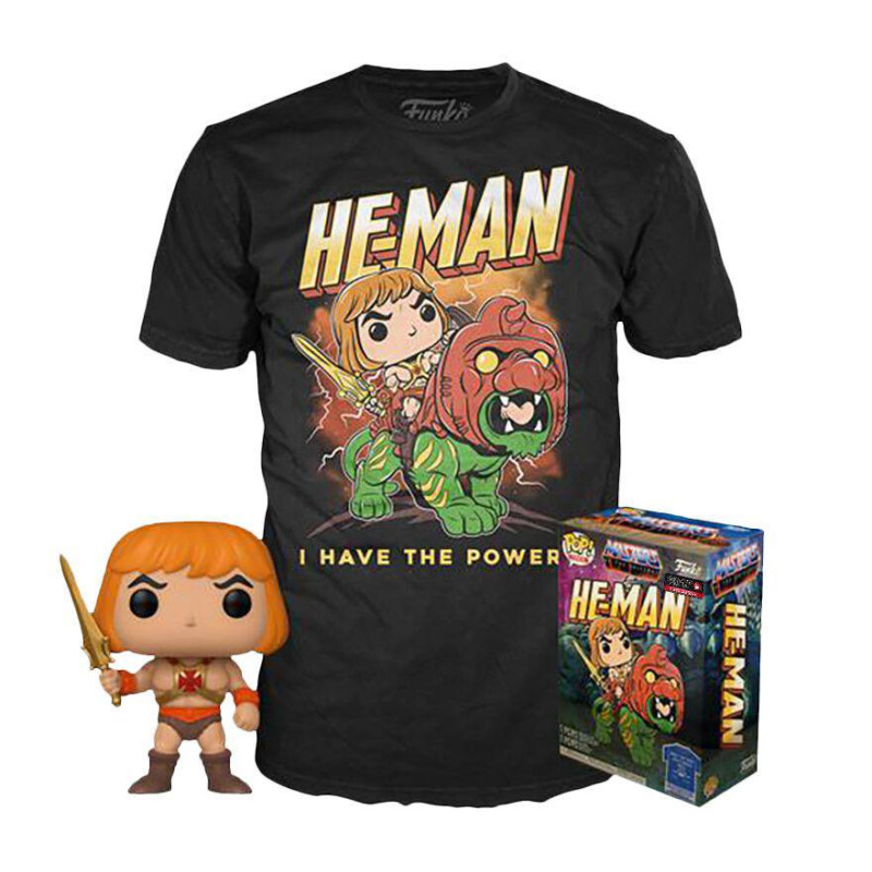T-SHIRT M AVEC POP HE MAN / LES MAITRES DE L'UNIVERS / FIGURINE FUNKO POP