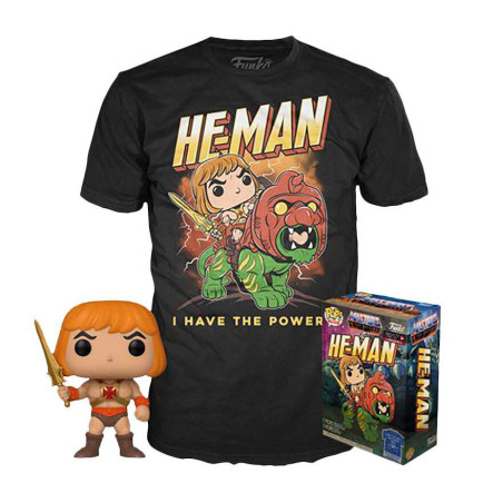 T-SHIRT M AVEC POP HE MAN / LES MAITRES DE L'UNIVERS / FIGURINE FUNKO POP
