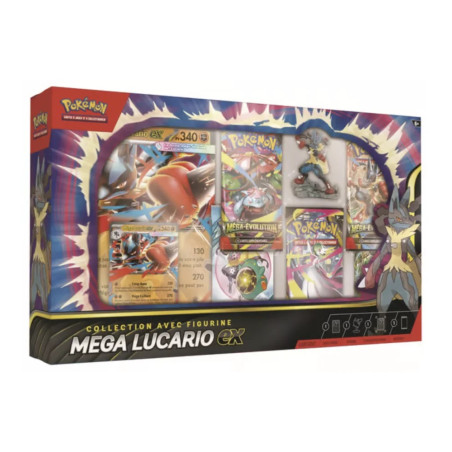 COLLECTION AVEC FIGURINE MEGA LUCARIO EX / CARTE POKEMON VF