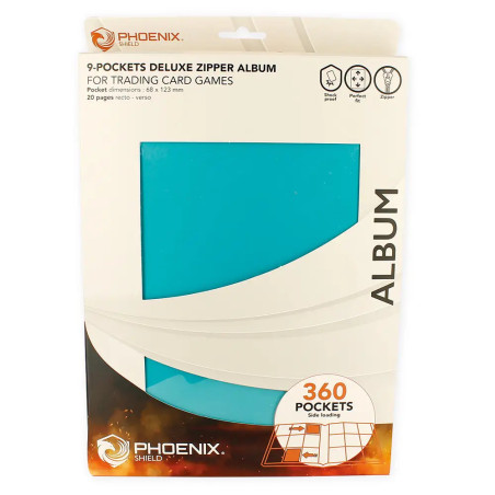 CLASSEUR DELUXE ZIP TURQUOISE 360 CARTES / PHOENIX SHIELD