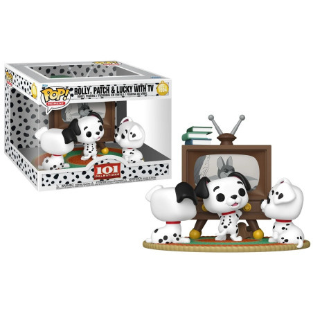 ROLLY,PATCH AND LUCKY WITH TV / LES 101 DALMATIENS / FIGURINE FUNKO POP