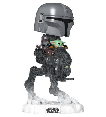 THE MANDALORIAN WITH GROGU IN IMPERIAL REMNANT AT-RT / STAR WARS THE MANDALORIAN AND GROGU / FIGURINE FUNKO POP