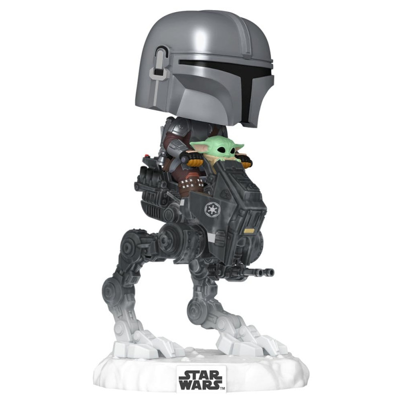 THE MANDALORIAN WITH GROGU IN IMPERIAL REMNANT AT-RT / STAR WARS THE MANDALORIAN AND GROGU / FIGURINE FUNKO POP