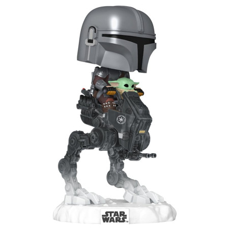 THE MANDALORIAN WITH GROGU IN IMPERIAL REMNANT AT-RT / STAR WARS THE MANDALORIAN AND GROGU / FIGURINE FUNKO POP