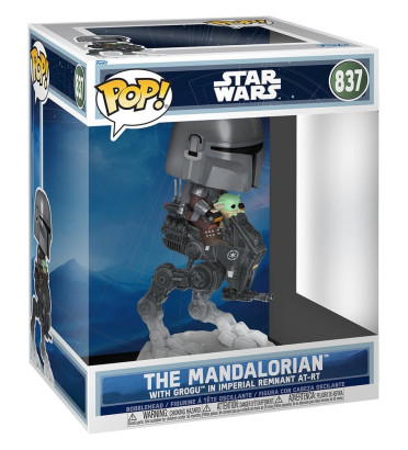 THE MANDALORIAN WITH GROGU IN IMPERIAL REMNANT AT-RT / STAR WARS THE MANDALORIAN AND GROGU / FIGURINE FUNKO POP