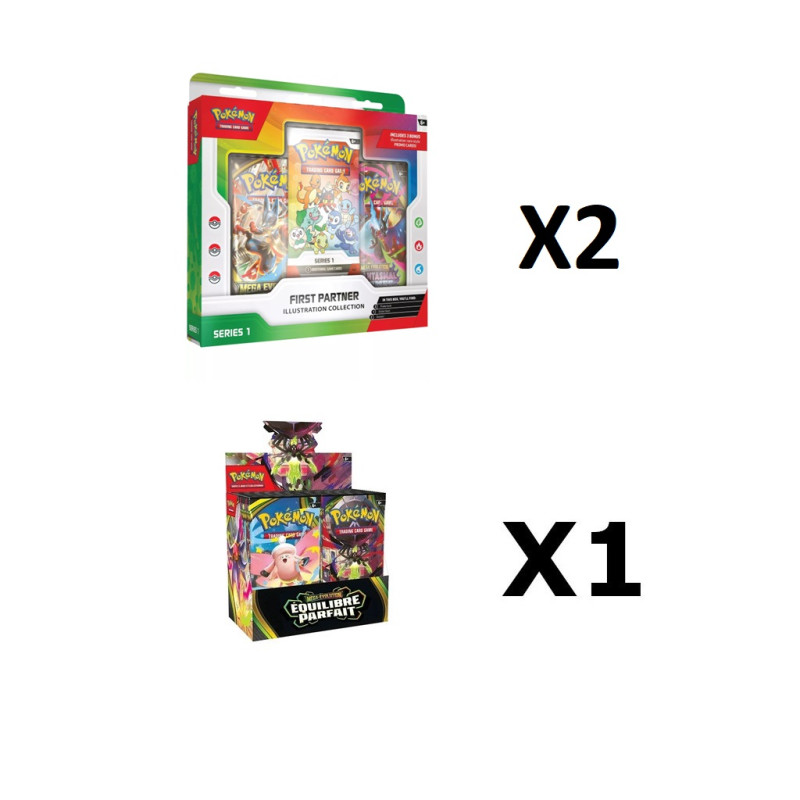 BUNDLE 2 COFFRETS FIRST PARTNERS + DISPLAY ME03 / CARTE POKEMON VF