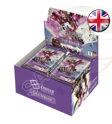 DISPLAY DE 24 BOOSTERS GUNDAM STEEL REQUIEM GD-03 / CARTE ANGLAISE