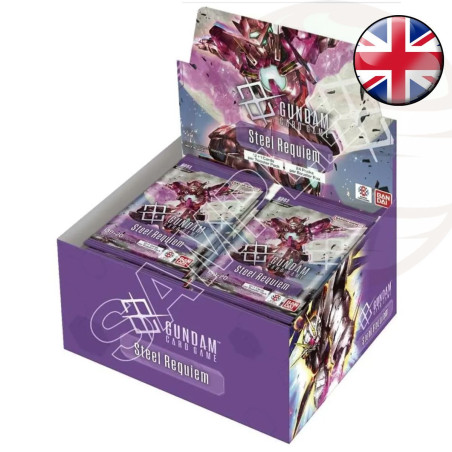 DISPLAY DE 24 BOOSTERS GUNDAM STEEL REQUIEM GD-03 / CARTE ANGLAISE