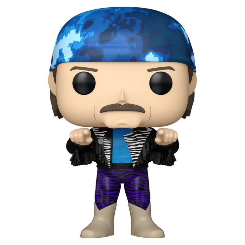 Funko Pop Jesse Ventura #195 WWE look coloré avec boa et lunettes.