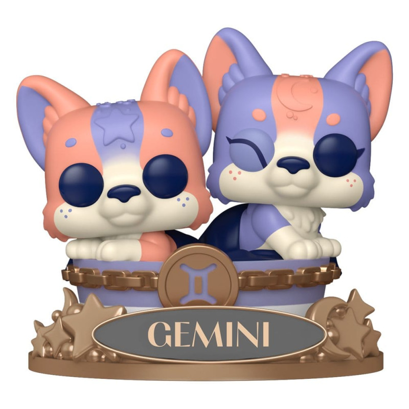 Funko Pop Gémeaux #17 Zodiac figurine bleue à deux visages.
