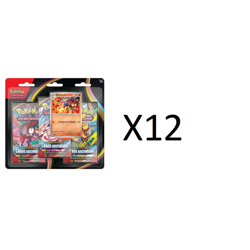 CASE DE 12 TRIPACK POKEMON CHAOS ASCENDANT ME04 / CARTE POKEMON VF