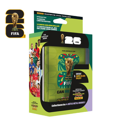 PANINI BOITE METAL MODELE ALEATOIRE 8 POCHETTES FIFA WORLD CUP 26 ADRENALYN XL