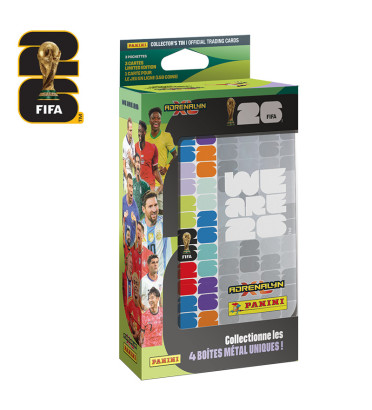 PANINI BOITE METAL MINI MODELE ALEATOIRE 3 POCHETTES FIFA WORLD CUP 26 ADRENALYN XL
