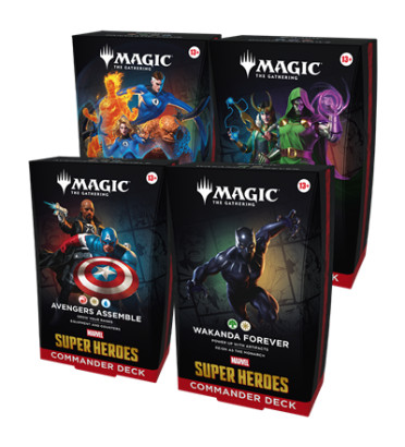 LOT DE 4 DECK COMMANDER MAGIC SUPER HEROES MARVEL / CARTE VF