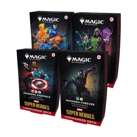 LOT DE 4 DECK COMMANDER MAGIC SUPER HEROES MARVEL / CARTE VF