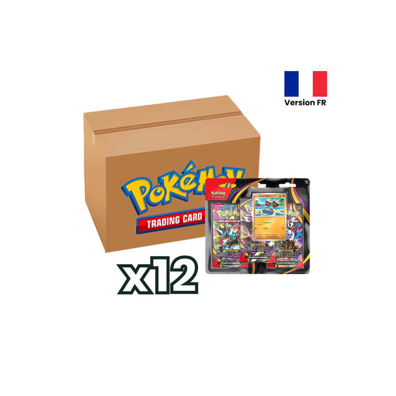 CASE DE 12 TRIPACK POKEMON NUIT NOIRE ME05 / CARTE POKEMON VF